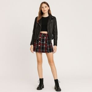 Goodnight Macaroon Red & Blue Tweed Mini Skirt – Edgy & Chic (NWT)